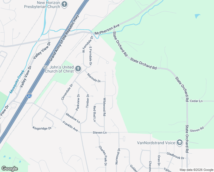 map of restaurants, bars, coffee shops, grocery stores, and more near 126 Rosebud Lane in Council Bluffs