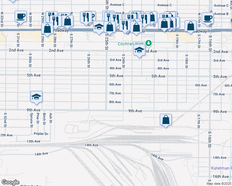 map of restaurants, bars, coffee shops, grocery stores, and more near 2413 6th Avenue in Council Bluffs