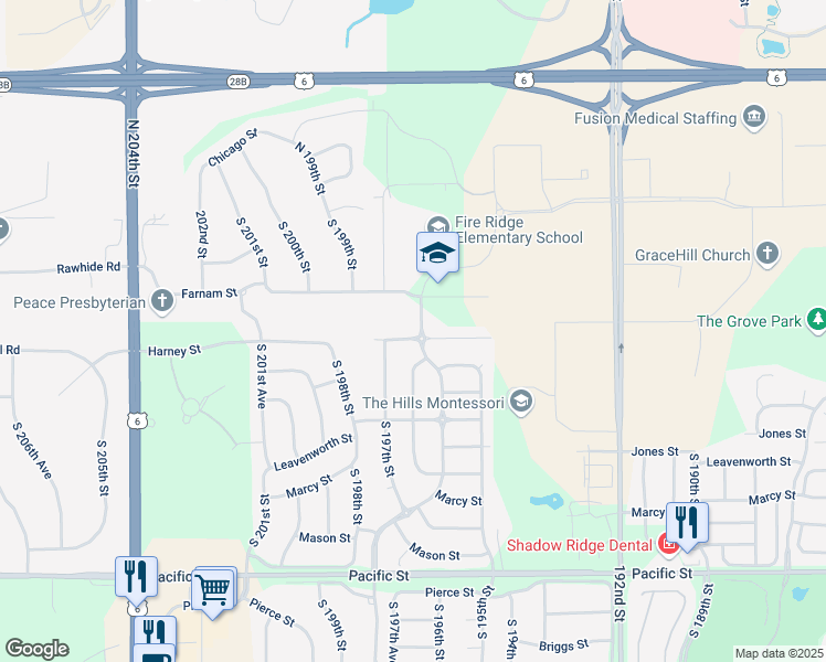 map of restaurants, bars, coffee shops, grocery stores, and more near 19654 Harney Street in Omaha
