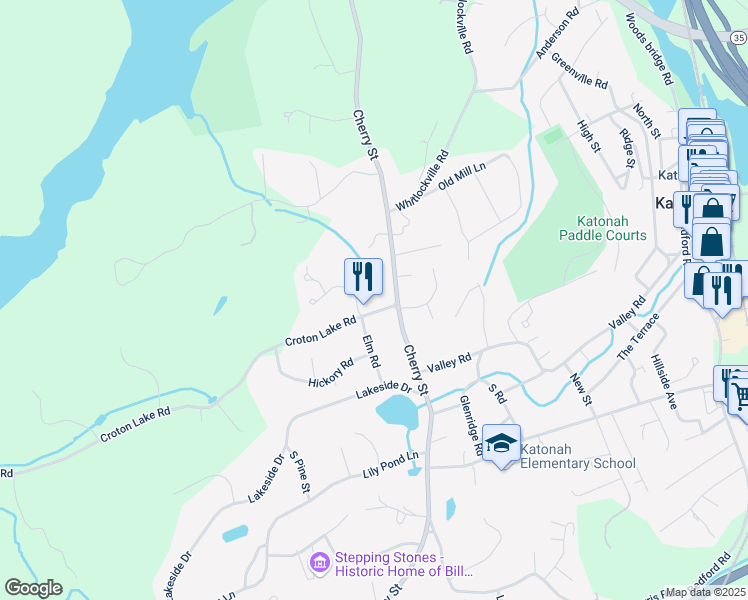 map of restaurants, bars, coffee shops, grocery stores, and more near 190 Cherry Street in Katonah