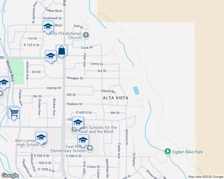 map of restaurants, bars, coffee shops, grocery stores, and more near 392 Robins Avenue in Ogden