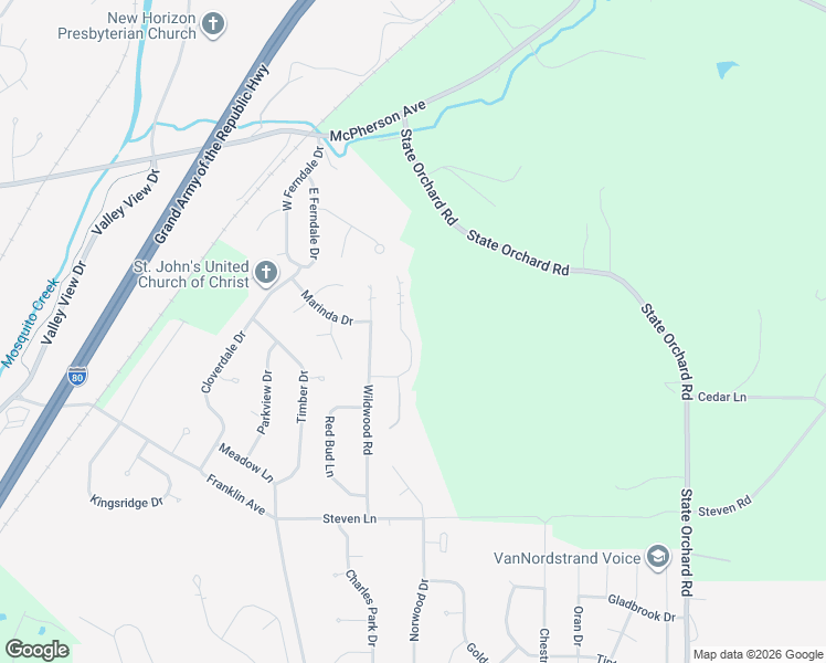 map of restaurants, bars, coffee shops, grocery stores, and more near 127 Rosebud Lane in Council Bluffs