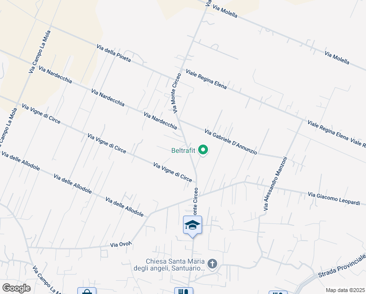map of restaurants, bars, coffee shops, grocery stores, and more near 205 Via Monte Circeo in San Felice Circeo