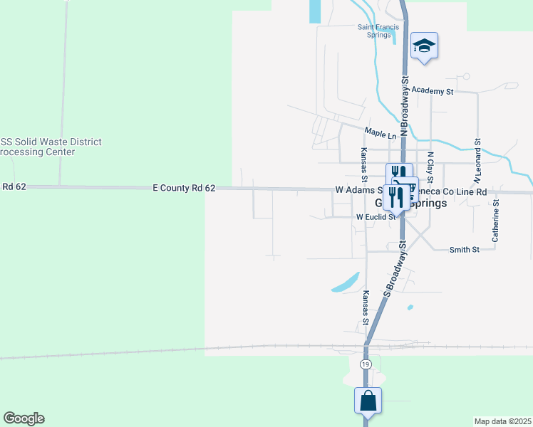map of restaurants, bars, coffee shops, grocery stores, and more near 103 Don El Drive in Green Springs