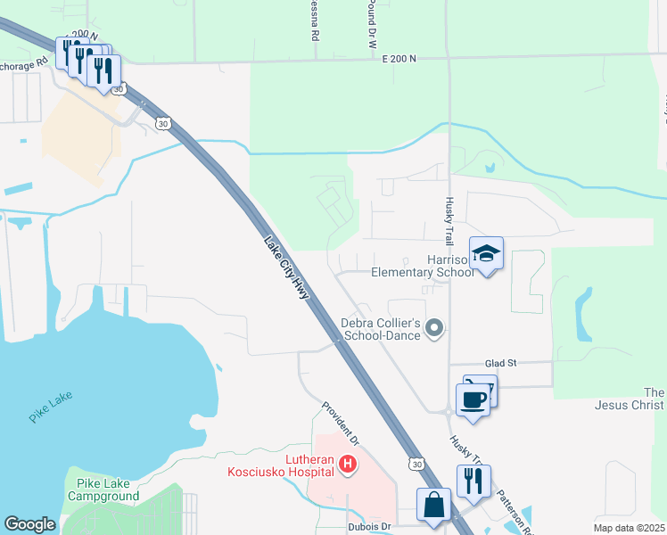 map of restaurants, bars, coffee shops, grocery stores, and more near 1903 Sand Dollar Drive in Warsaw