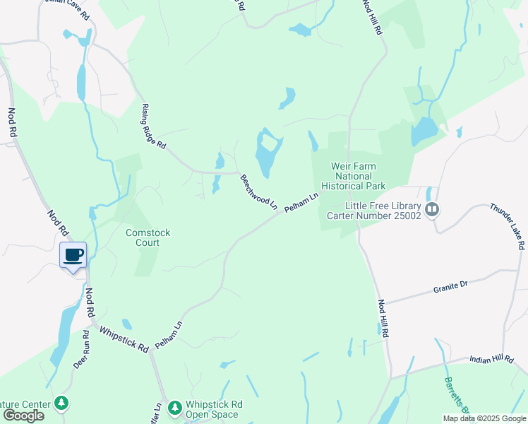 map of restaurants, bars, coffee shops, grocery stores, and more near 9 Beechwood Lane in Ridgefield