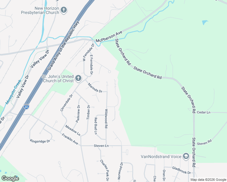 map of restaurants, bars, coffee shops, grocery stores, and more near 126 Rosebud Lane in Council Bluffs