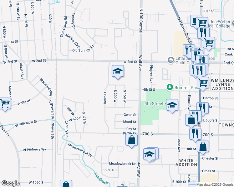 map of restaurants, bars, coffee shops, grocery stores, and more near 191 West 425 South in Ogden