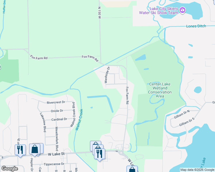 map of restaurants, bars, coffee shops, grocery stores, and more near 2412 Westside Drive in Warsaw