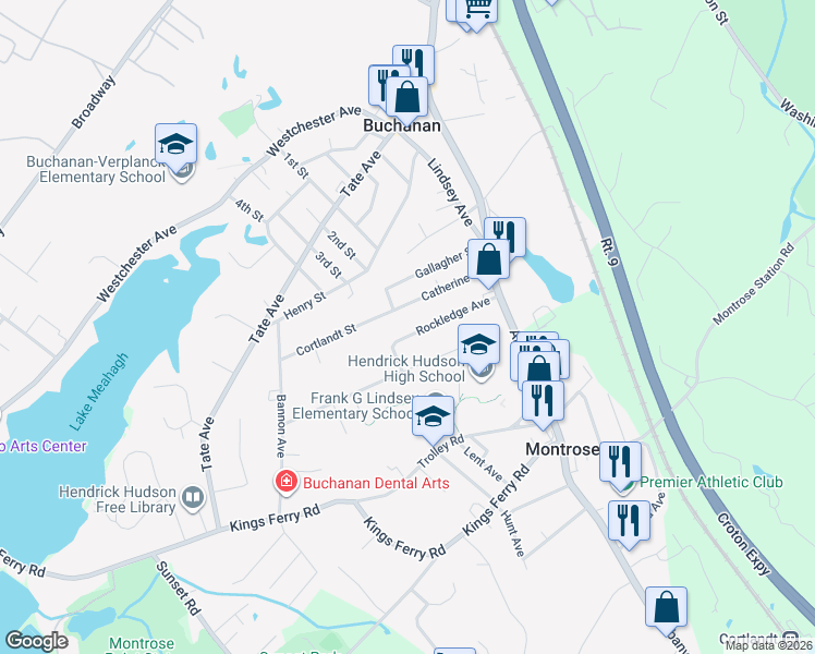 map of restaurants, bars, coffee shops, grocery stores, and more near 200 Rockledge Avenue in Buchanan