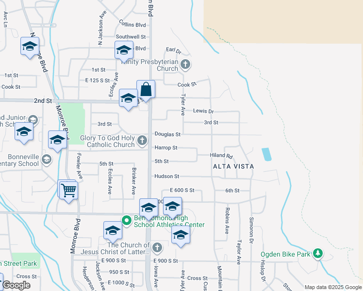 map of restaurants, bars, coffee shops, grocery stores, and more near 1310 Harrop Street in Ogden