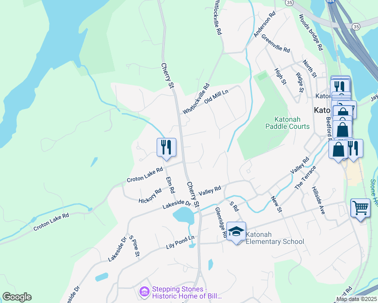 map of restaurants, bars, coffee shops, grocery stores, and more near 190 Cherry Street in Katonah