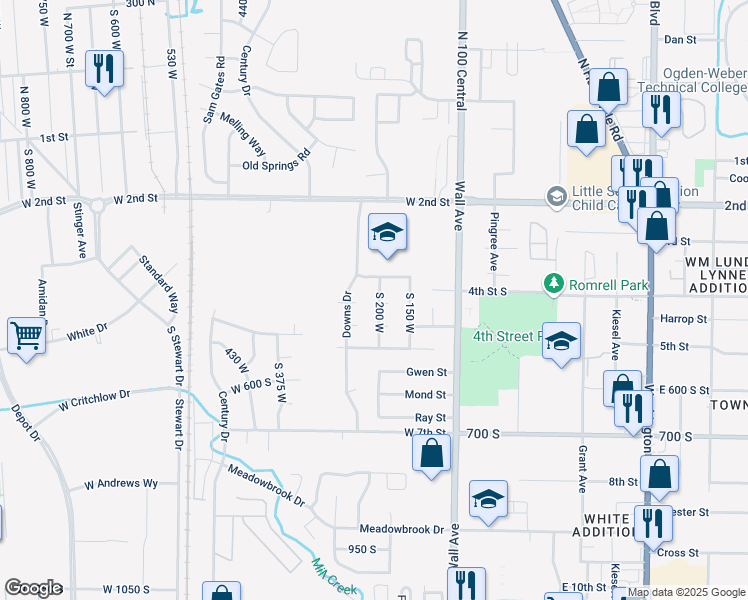 map of restaurants, bars, coffee shops, grocery stores, and more near 191 West 425 South in Ogden