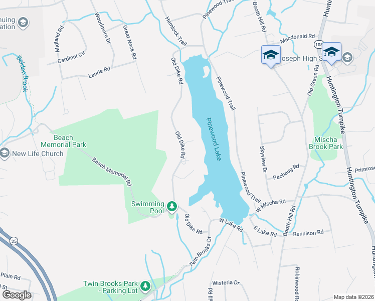 map of restaurants, bars, coffee shops, grocery stores, and more near 97 Old Dike Road in Trumbull