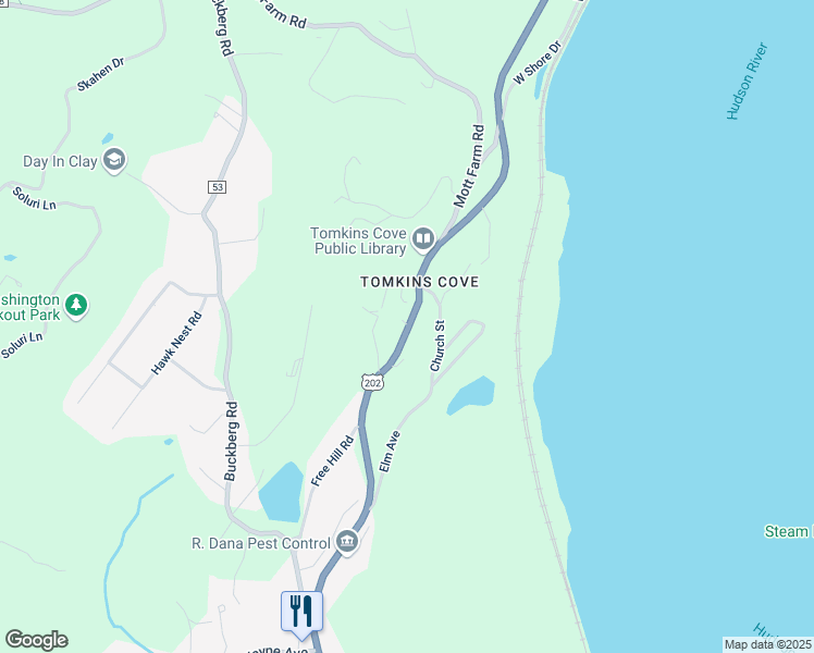 map of restaurants, bars, coffee shops, grocery stores, and more near 1 Prospect Place in Tomkins Cove