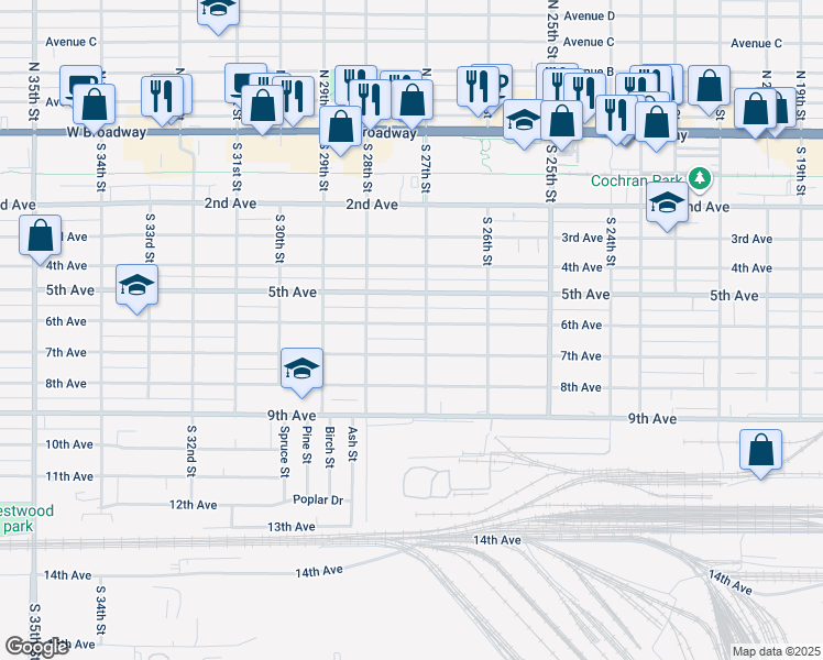 map of restaurants, bars, coffee shops, grocery stores, and more near 2715 6th Avenue in Council Bluffs