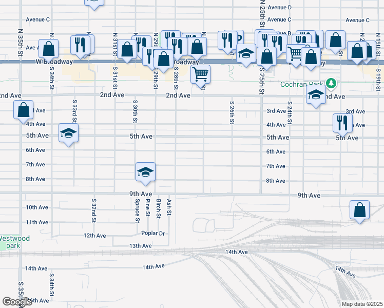 map of restaurants, bars, coffee shops, grocery stores, and more near 2715 6th Avenue in Council Bluffs