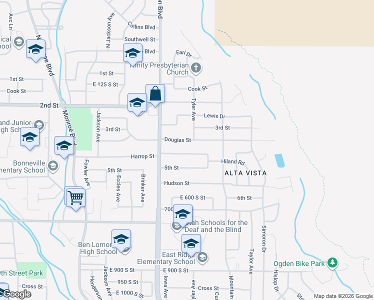 map of restaurants, bars, coffee shops, grocery stores, and more near 1310 Harrop Street in Ogden