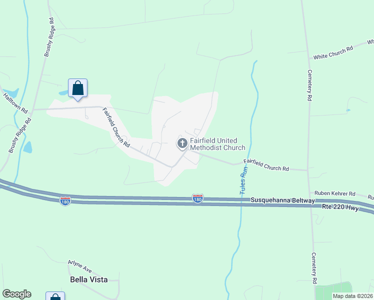 map of restaurants, bars, coffee shops, grocery stores, and more near Fairfield Church Road in Lycoming County