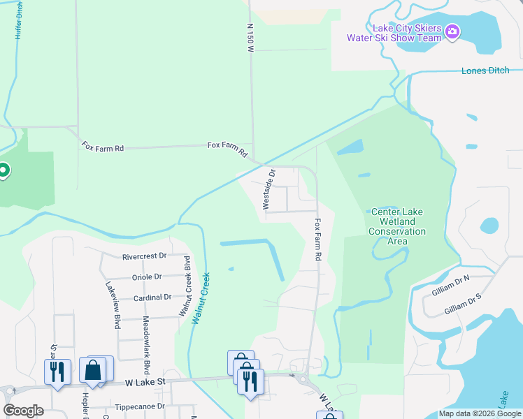 map of restaurants, bars, coffee shops, grocery stores, and more near 2412 Westside Drive in Warsaw