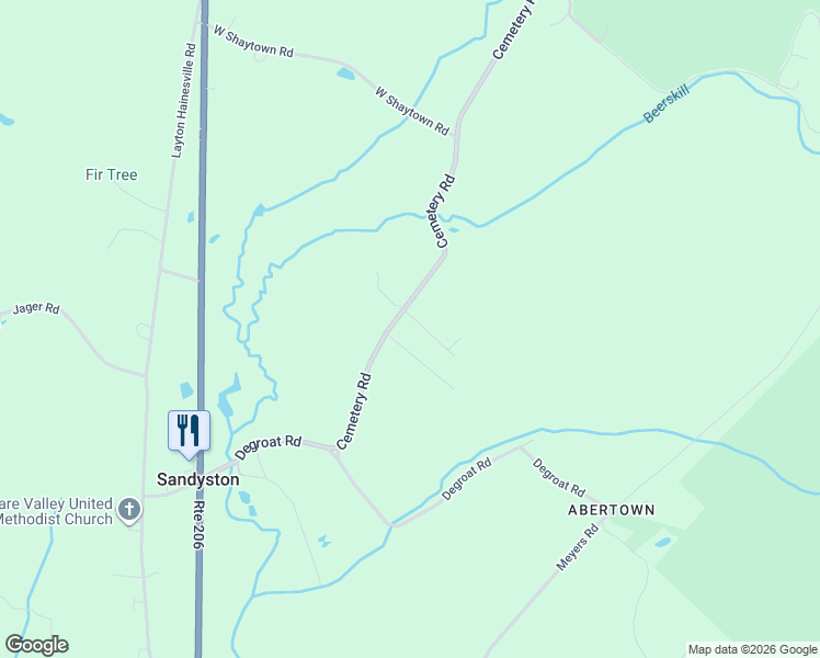 map of restaurants, bars, coffee shops, grocery stores, and more near 14 Cemetery Road in Sandyston