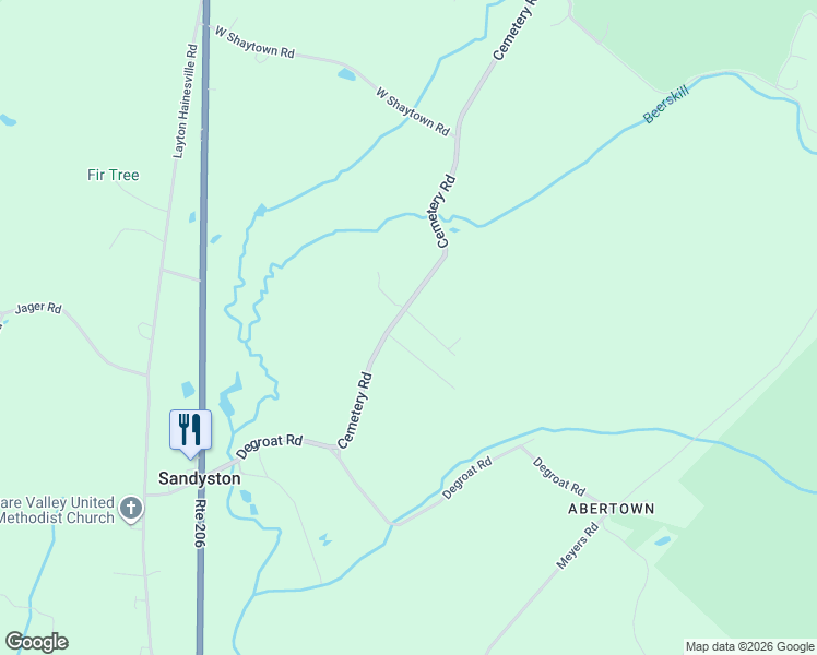 map of restaurants, bars, coffee shops, grocery stores, and more near 14 Cemetery Road in Sussex County