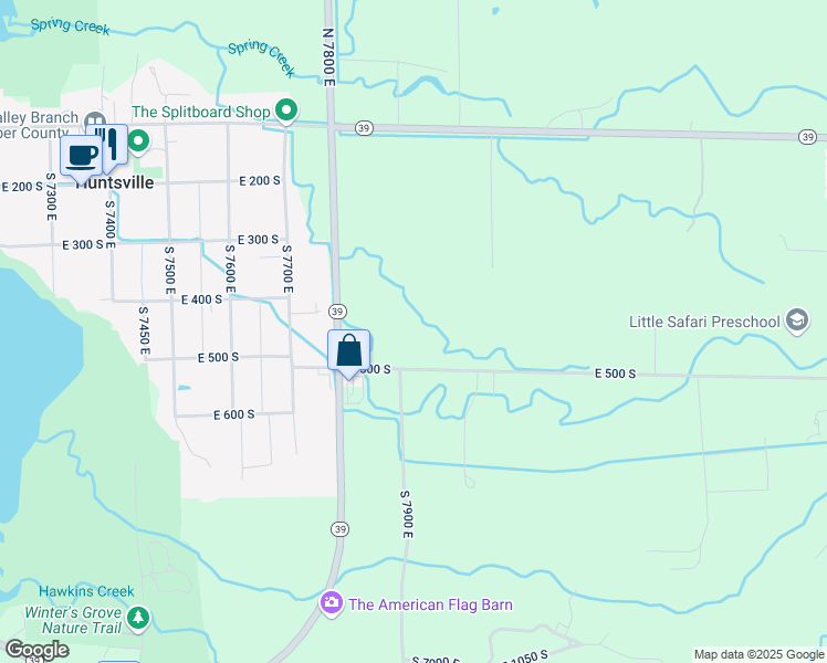 map of restaurants, bars, coffee shops, grocery stores, and more near 452 South 7900 East in Huntsville