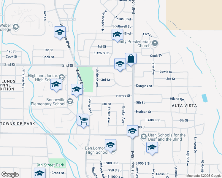 map of restaurants, bars, coffee shops, grocery stores, and more near 1066 Harrop Street in Ogden