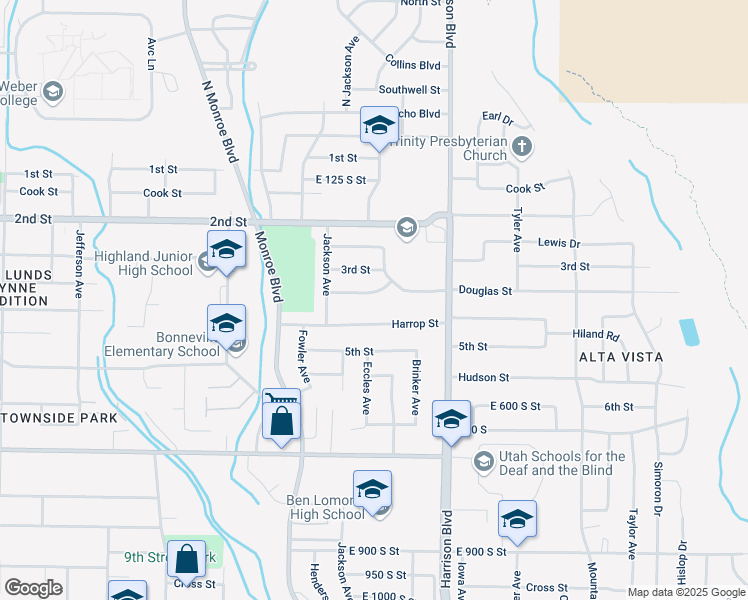 map of restaurants, bars, coffee shops, grocery stores, and more near 1066 Harrop Street in Ogden