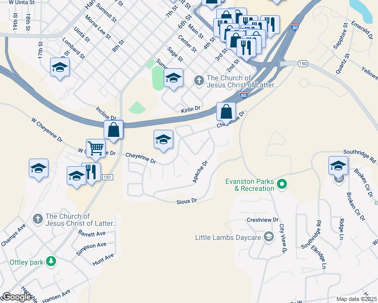 map of restaurants, bars, coffee shops, grocery stores, and more near 110 Sac Fox Court in Evanston