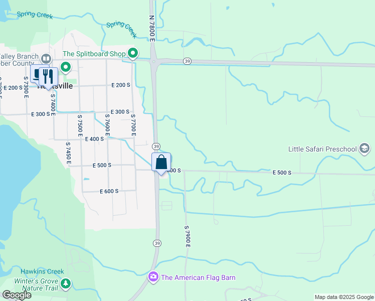 map of restaurants, bars, coffee shops, grocery stores, and more near 441 South 7900 East in Huntsville