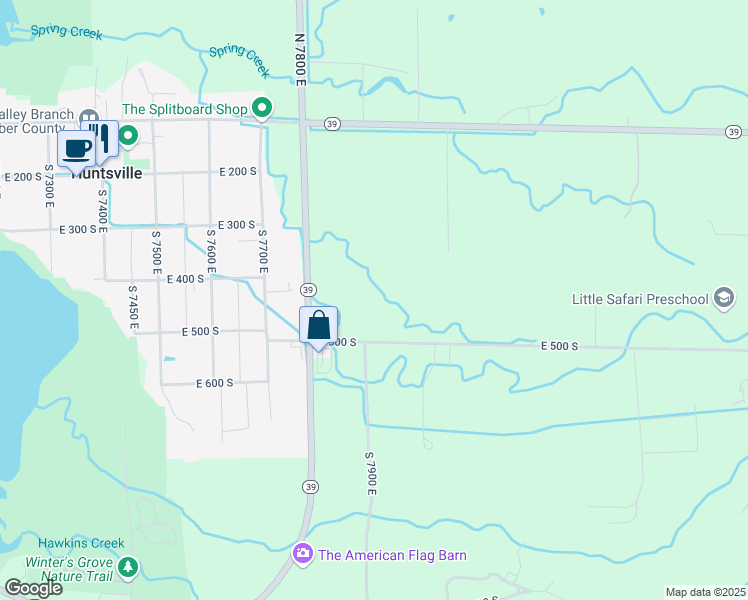 map of restaurants, bars, coffee shops, grocery stores, and more near 439 South 7900 East in Huntsville