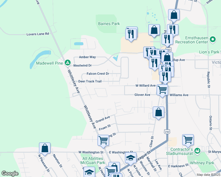 map of restaurants, bars, coffee shops, grocery stores, and more near 16 Deer Track Trail in Norwalk