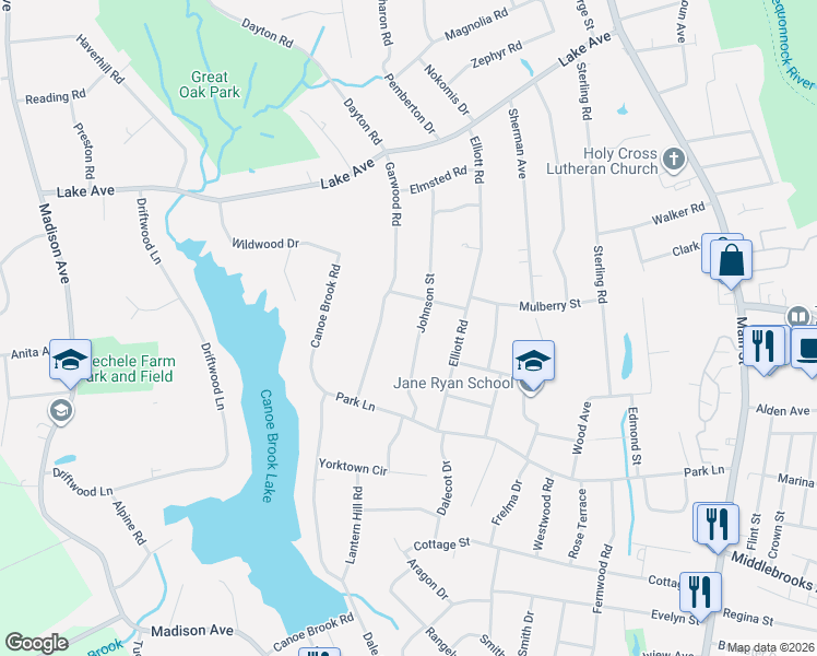 map of restaurants, bars, coffee shops, grocery stores, and more near 111 Garwood Road in Trumbull