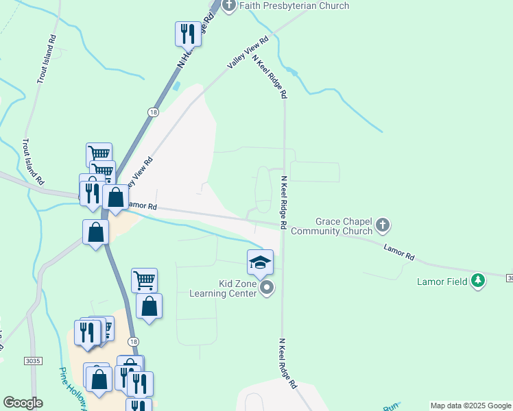 map of restaurants, bars, coffee shops, grocery stores, and more near 1821 Village Path in Hermitage