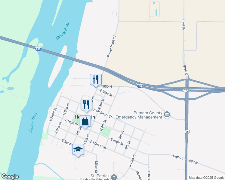 map of restaurants, bars, coffee shops, grocery stores, and more near 1050 North in Hennepin