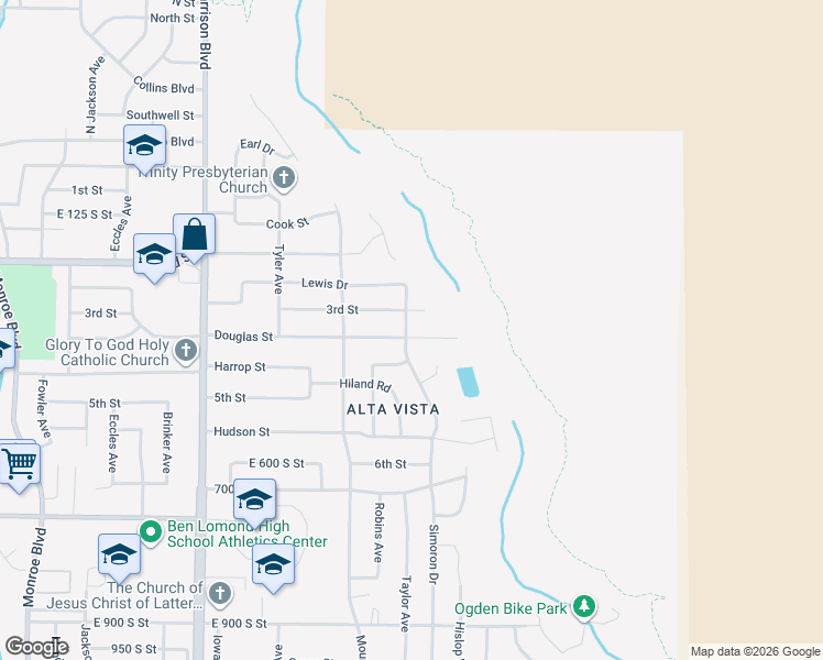 map of restaurants, bars, coffee shops, grocery stores, and more near 1471 3rd Street in Ogden