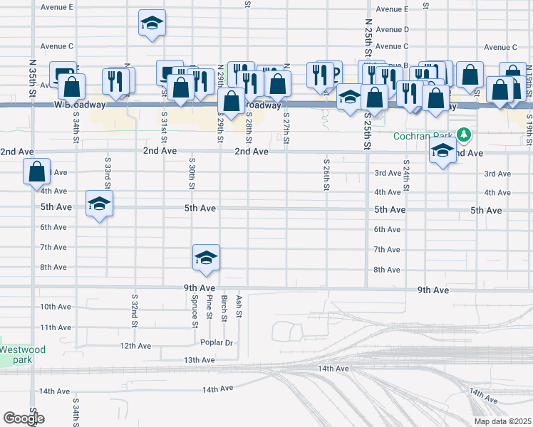 map of restaurants, bars, coffee shops, grocery stores, and more near 2718 5th Avenue in Council Bluffs