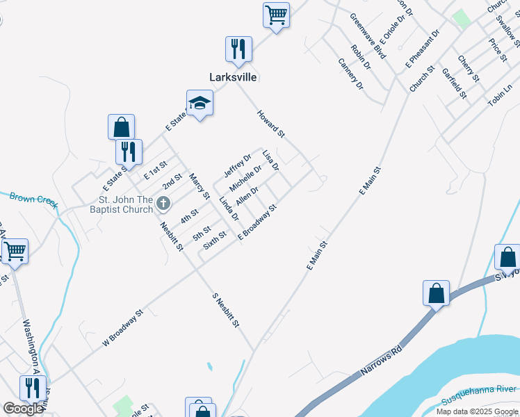 map of restaurants, bars, coffee shops, grocery stores, and more near 10 Michael Drive in Kingston