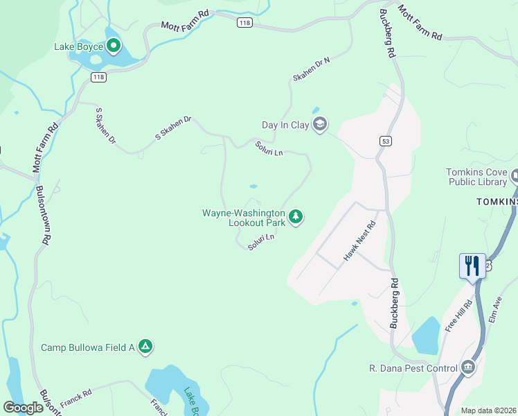 map of restaurants, bars, coffee shops, grocery stores, and more near 26 Soluri Lane in Tomkins Cove