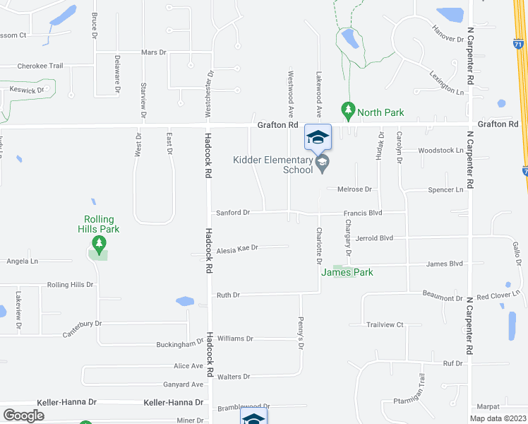 map of restaurants, bars, coffee shops, grocery stores, and more near Sanford Dr & Simons Dr in Brunswick