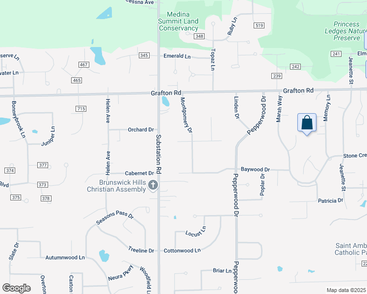 map of restaurants, bars, coffee shops, grocery stores, and more near 4767 Aldersyde Circle in Brunswick