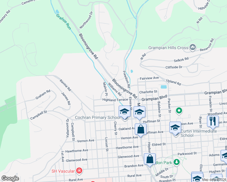 map of restaurants, bars, coffee shops, grocery stores, and more near 1721-1799 Williams Road in Williamsport