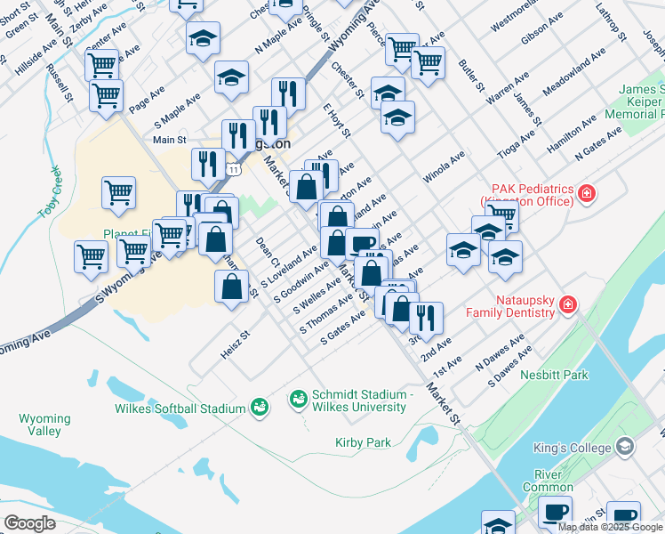map of restaurants, bars, coffee shops, grocery stores, and more near 15 South Goodwin Avenue in Kingston