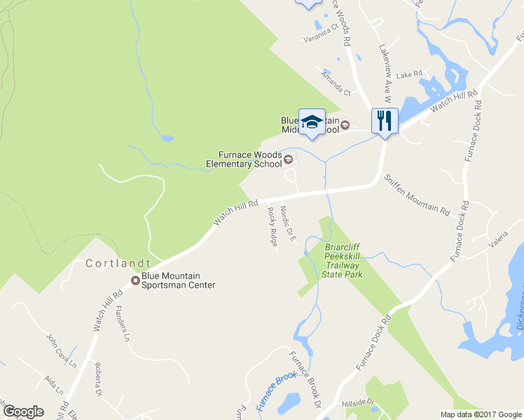 map of restaurants, bars, coffee shops, grocery stores, and more near 230 Watch Hill Road in Cortlandt