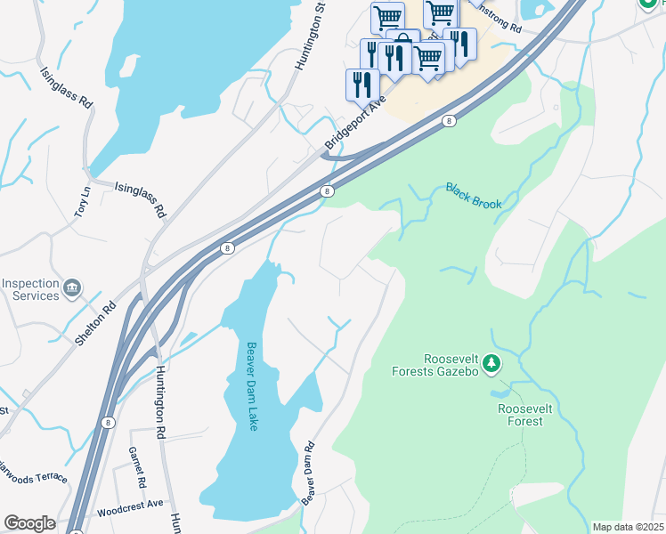 map of restaurants, bars, coffee shops, grocery stores, and more near 293 Ashwood Terrace in Stratford