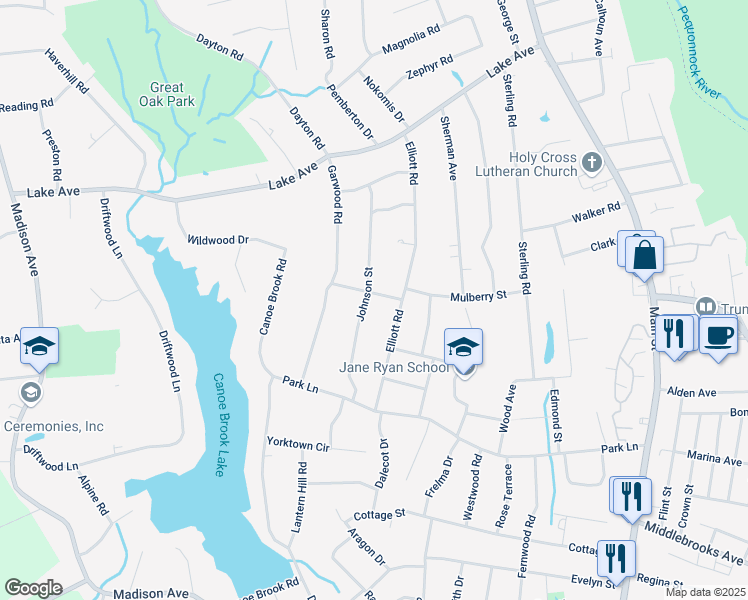 map of restaurants, bars, coffee shops, grocery stores, and more near 7 Histon Road in Trumbull