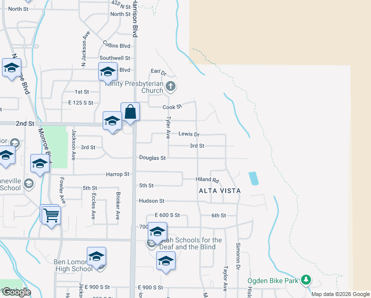 map of restaurants, bars, coffee shops, grocery stores, and more near 1365 3rd Street in Ogden