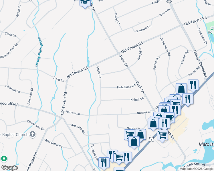 map of restaurants, bars, coffee shops, grocery stores, and more near 347 Hotchkiss Road in Orange