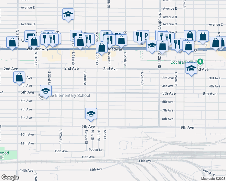 map of restaurants, bars, coffee shops, grocery stores, and more near 2752 5th Avenue in Council Bluffs